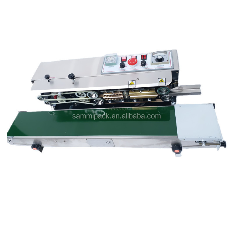 High speed cheap Table top continuous plastic rice bag sealing machine Pack/Hot band sealer