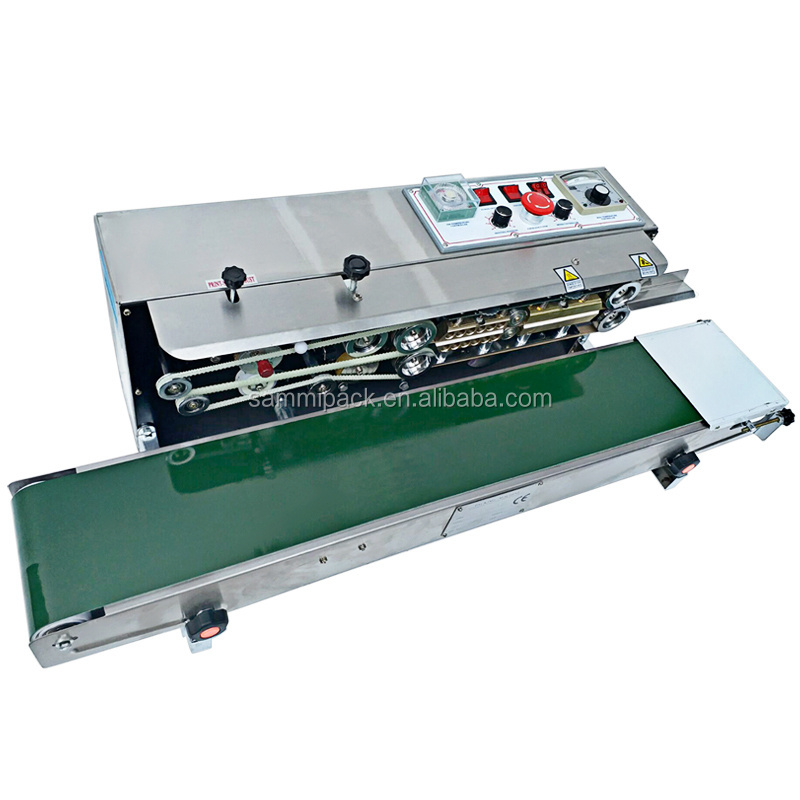 High speed cheap Table top continuous plastic rice bag sealing machine Pack/Hot band sealer