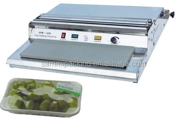 HW-450 Cling Film Tray Wrapping Machine, small tray sealing machine