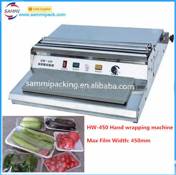 HW-450 Cling Film Tray Wrapping Machine, small tray sealing machine