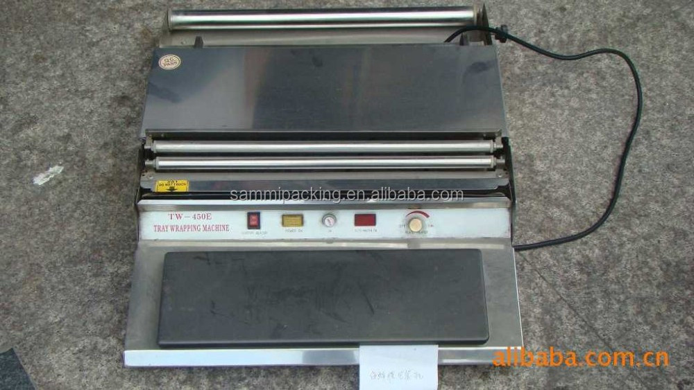 HW-450 Cling Film Tray Wrapping Machine, small tray sealing machine