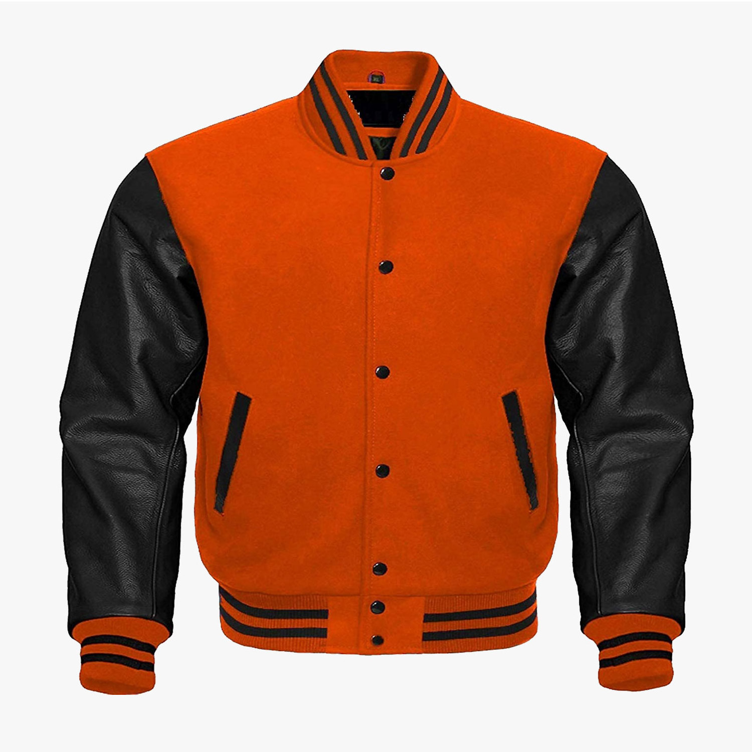 Wool Leather Mens Orange Varsity Jackets For Men Orange Letterman Jackets Custom Varsity Bomber Jackets