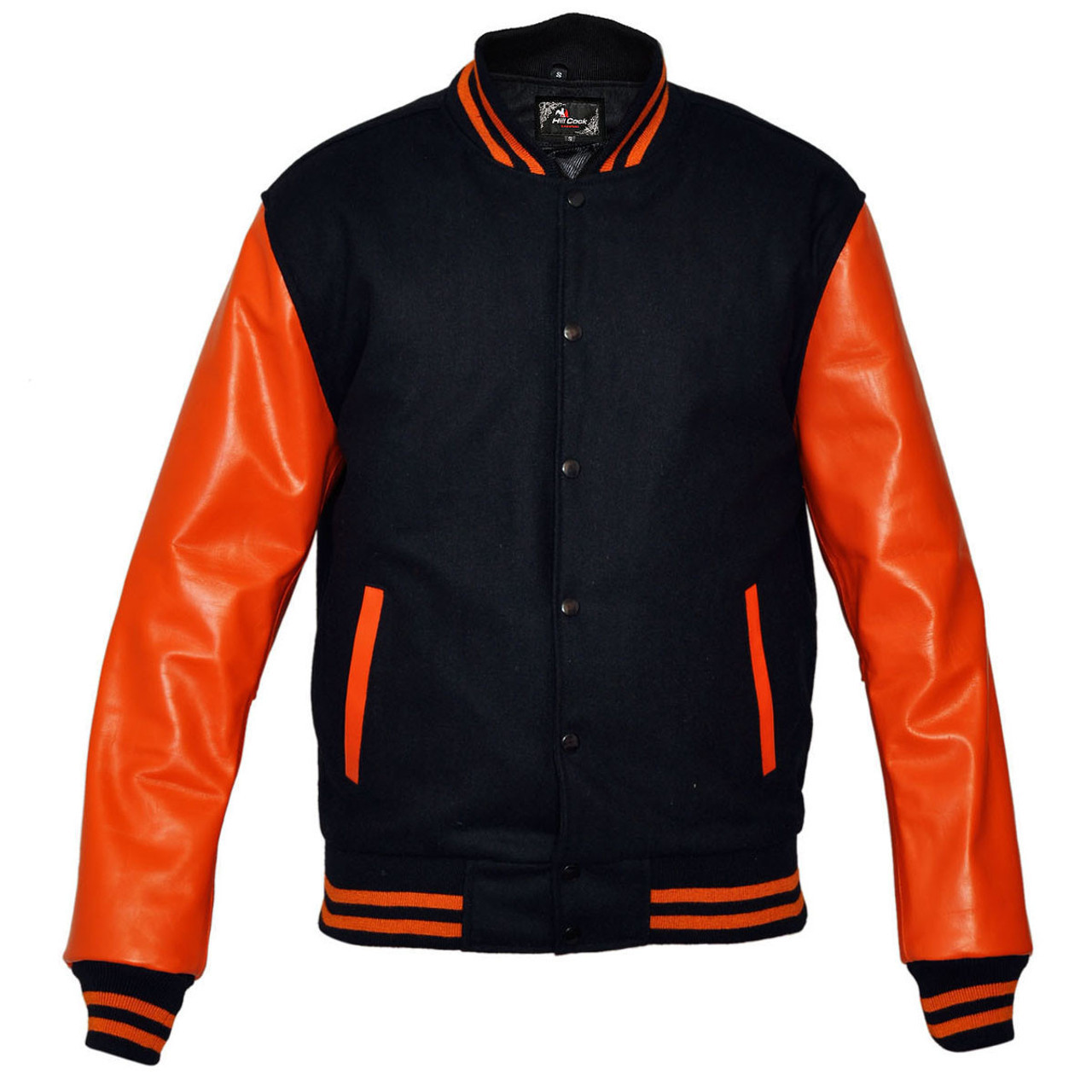 Wool Leather Mens Orange Varsity Jackets For Men Orange Letterman Jackets Custom Varsity Bomber Jackets