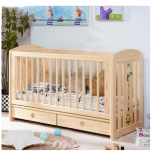 Sampo Kingdom Crib Unpainted Solid Wood Furniture Children's Newborn Removable Splicing King Bed for cot