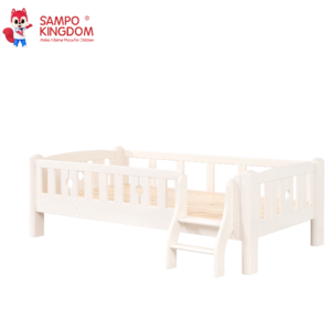 Sampo Manufacturer Directly Supply With Small Funny Ladder Guardrail Small Sleeping Simple Single Toddler Full Wooden Kids Bed