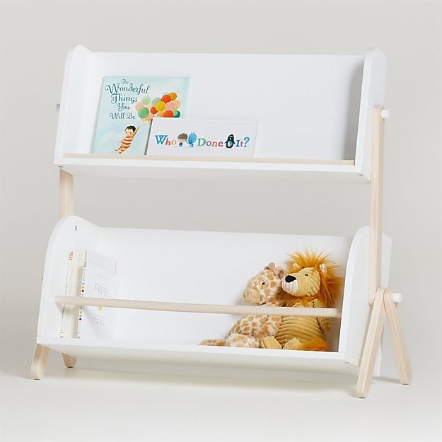 Sampo Factory Wholesale Modern And Clean Spacious Cubby Storage Boat Shaped Display Shelf White Wooden Bookcase Magazine Rack