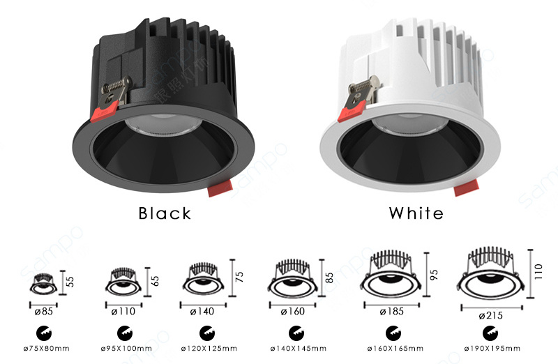 Modern Style Recessed 10W12W15W18W20W25W30W40W50W60W70W Downlight LED China Downlight Fixture For Hotel Retail Showroom