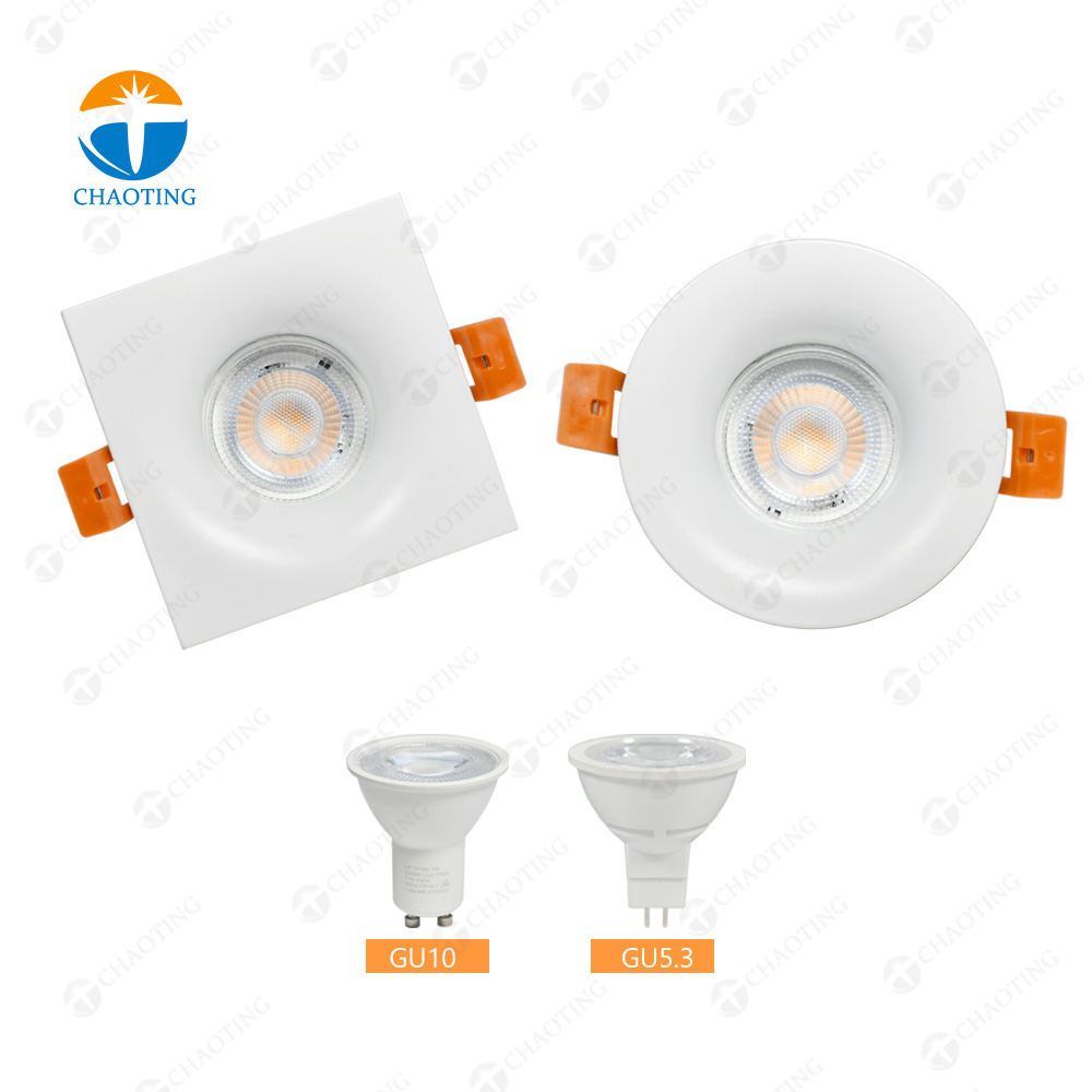 Aluminum Rotating Downlight Housing Led Lamp Mounted Fixtures Module Gu10 Gu5.3 Mr16 Ceiling Spot Down Light Floodlight Frame