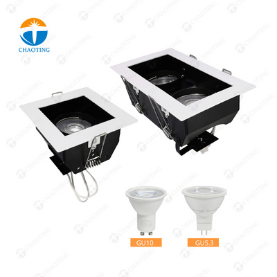 Single and double head Aluminum Downlight Housing Recessed Ceiling LED COB Lamp MR16 GU10 GU5.3 Spot Down Light Fixture