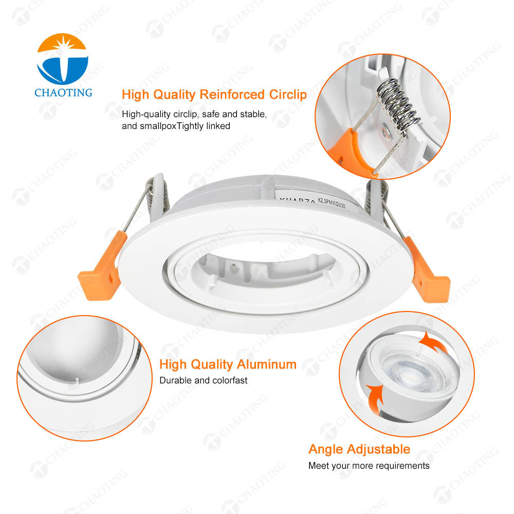 Die Casting Aluminum Led Ceiling Square Downlight Holder Gu10 Spot Down Light Mr16 Recessed Round Spotlight Fixture Housing