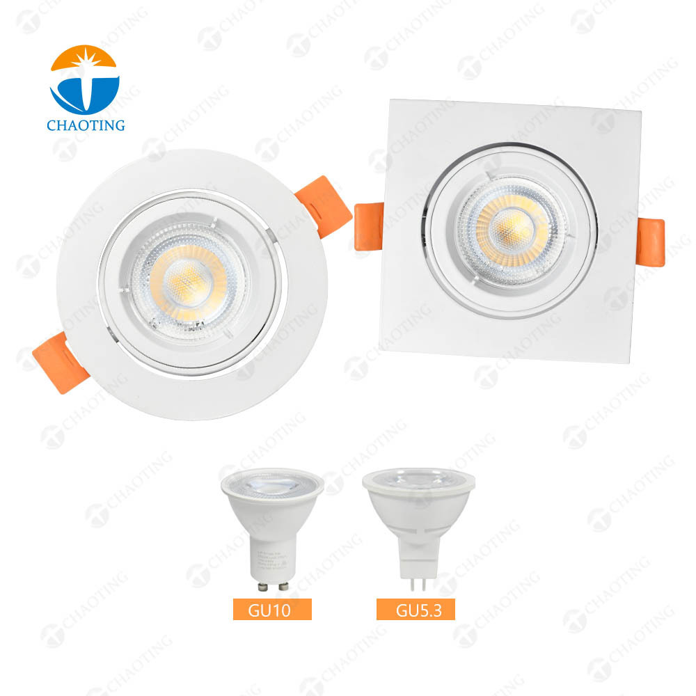 Die Casting Aluminum Led Ceiling Square Downlight Holder Gu10 Spot Down Light Mr16 Recessed Round Spotlight Fixture Housing