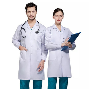 New Design Women Men Hospital Uniform Nursing Scrub Top Healthcare Doctor White Lab Coat