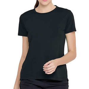 High Quality Customized Ladies O Neck Polyester T Shirt With Logo  Short Sleeve Plain Blank T Shirts For Women