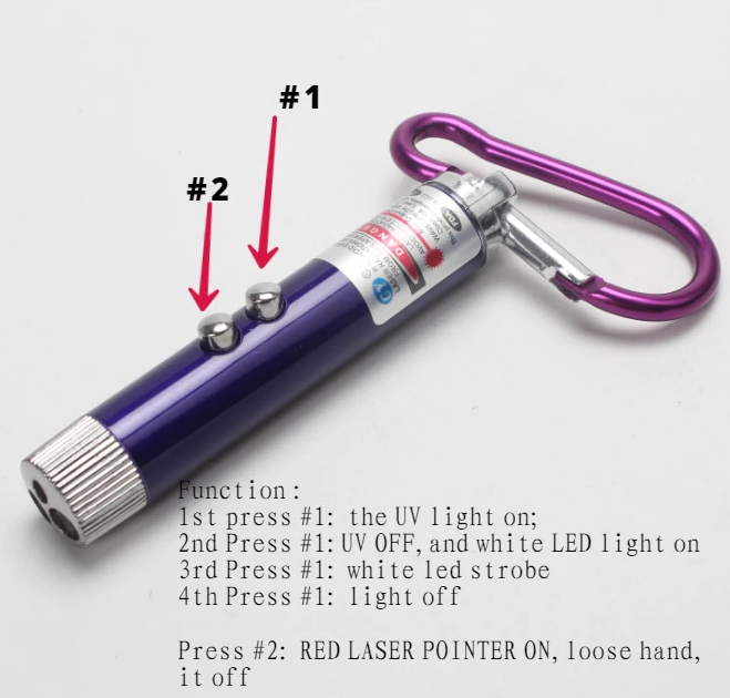 Hot Sale Red laser pointer mini led flashlight UV light multifunction metal led light keychain