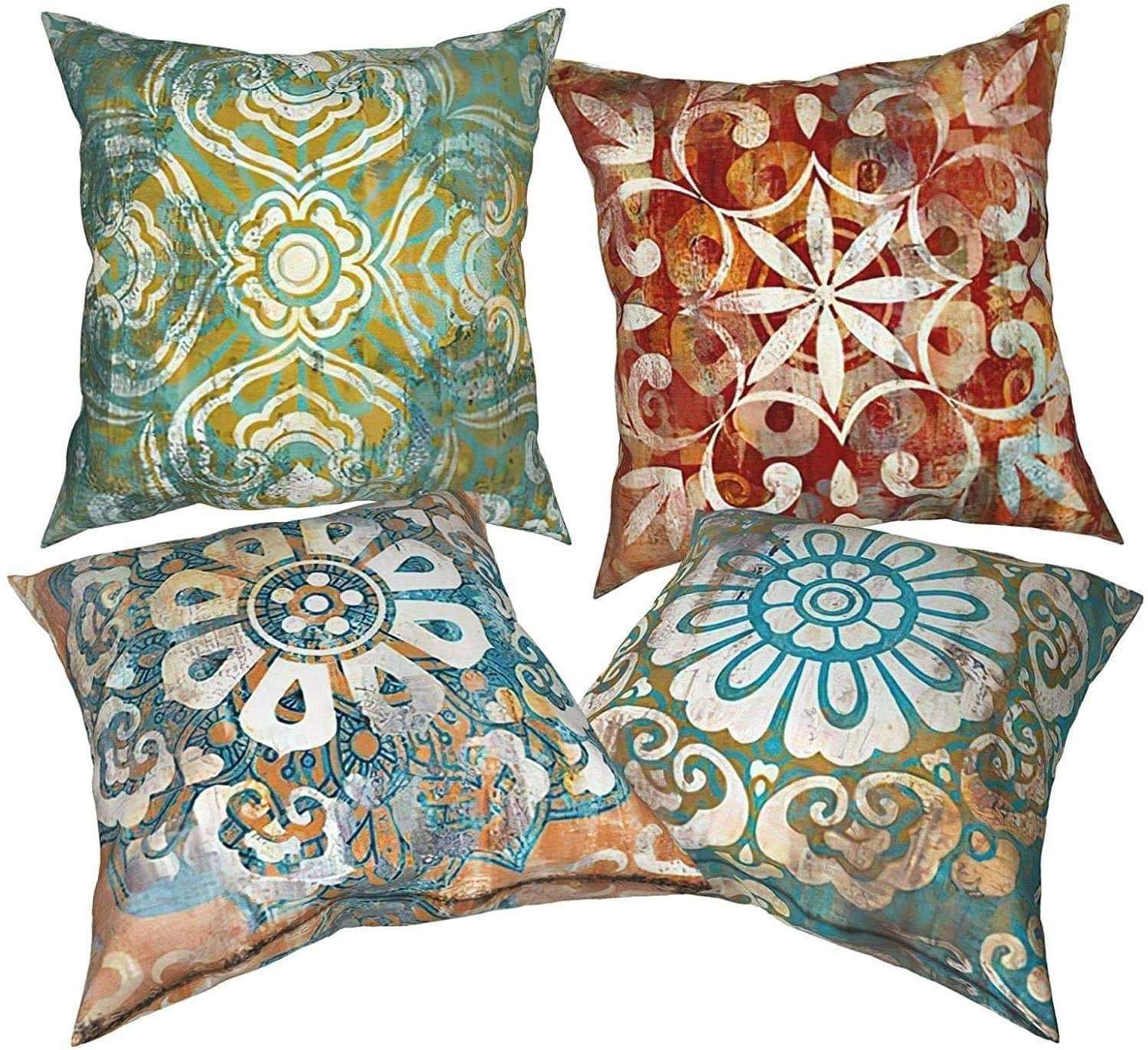 Set of 4 Throw Pillow Covers Home Decorative Bohemia pillow Cases Soft Velvet Cushion Covers 45x45cm(18 x 18 inch)