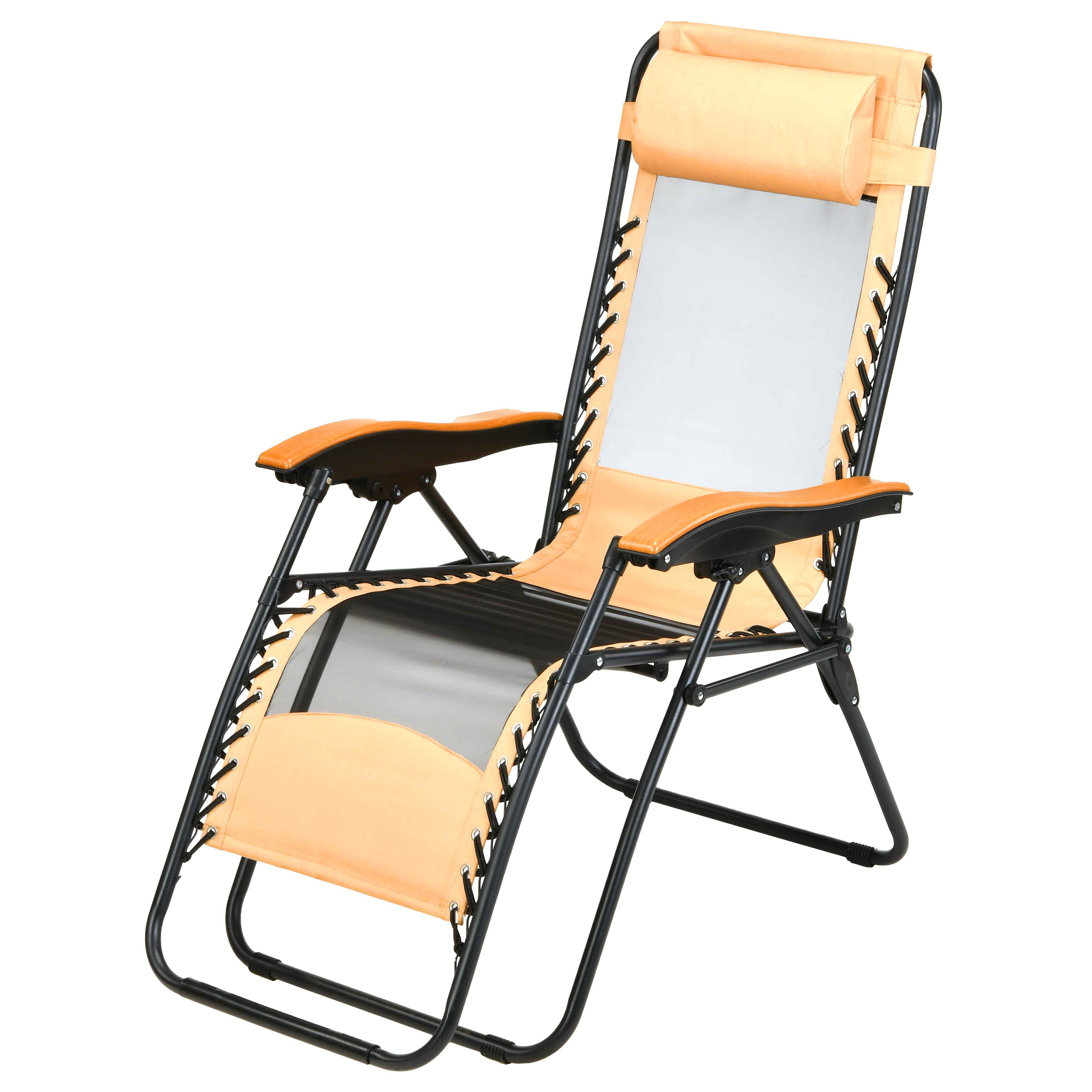 Oversized Mesh Back Zero Gravity Reclining Patio Chairs, XL Padded Seat Folding Patio Lounge Chair with Adjustable Pillows