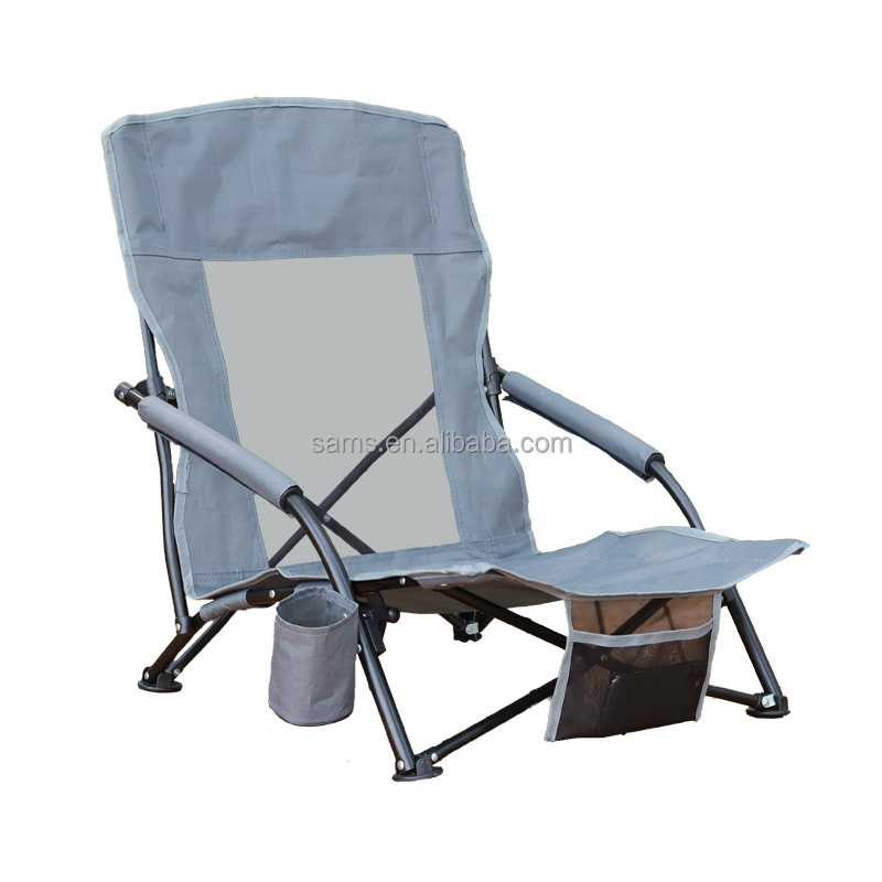 Factory Direct Sales Lawn Chairs Folding Outdoor Low Seat Beach Chair With Oxford Carry bag