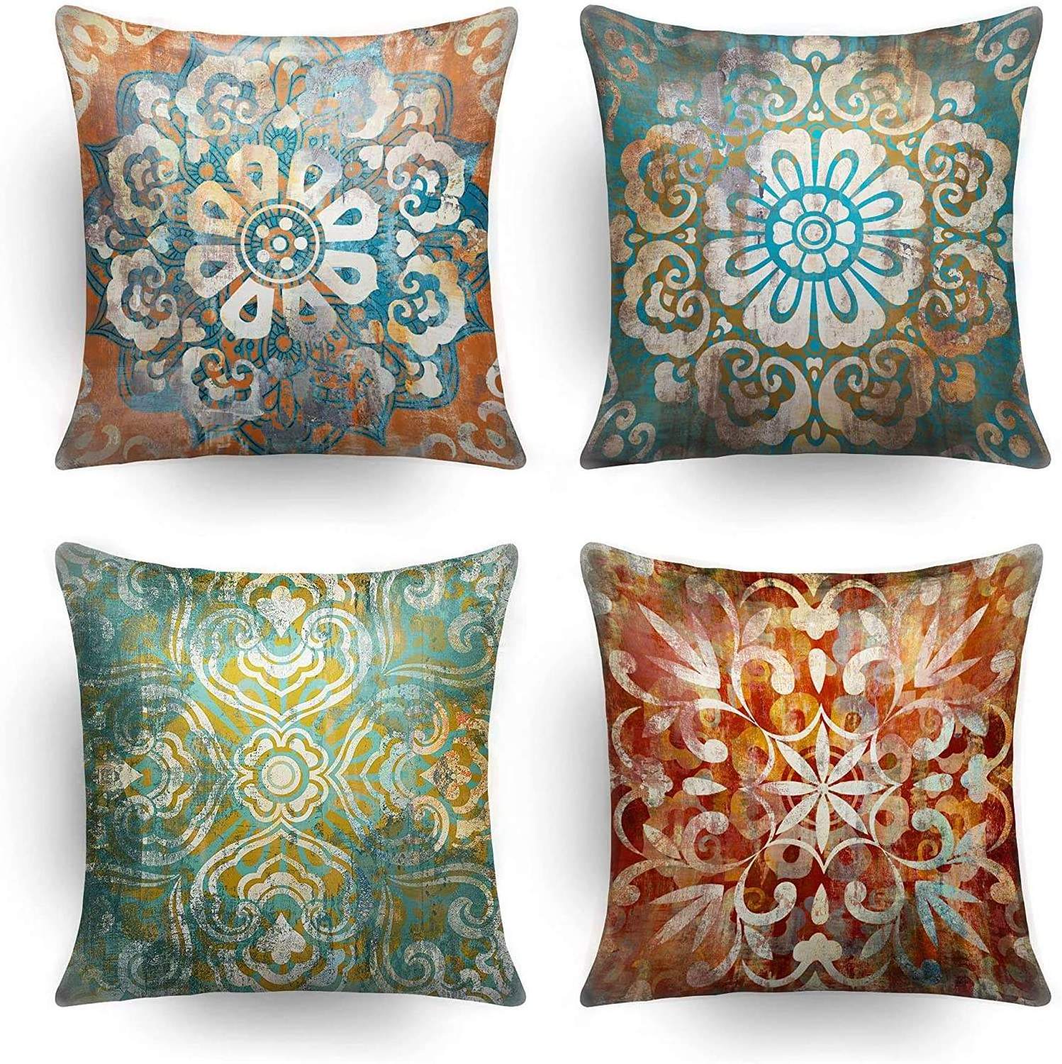 Set of 4 Throw Pillow Covers Home Decorative Bohemia pillow Cases Soft Velvet Cushion Covers 45x45cm(18 x 18 inch)