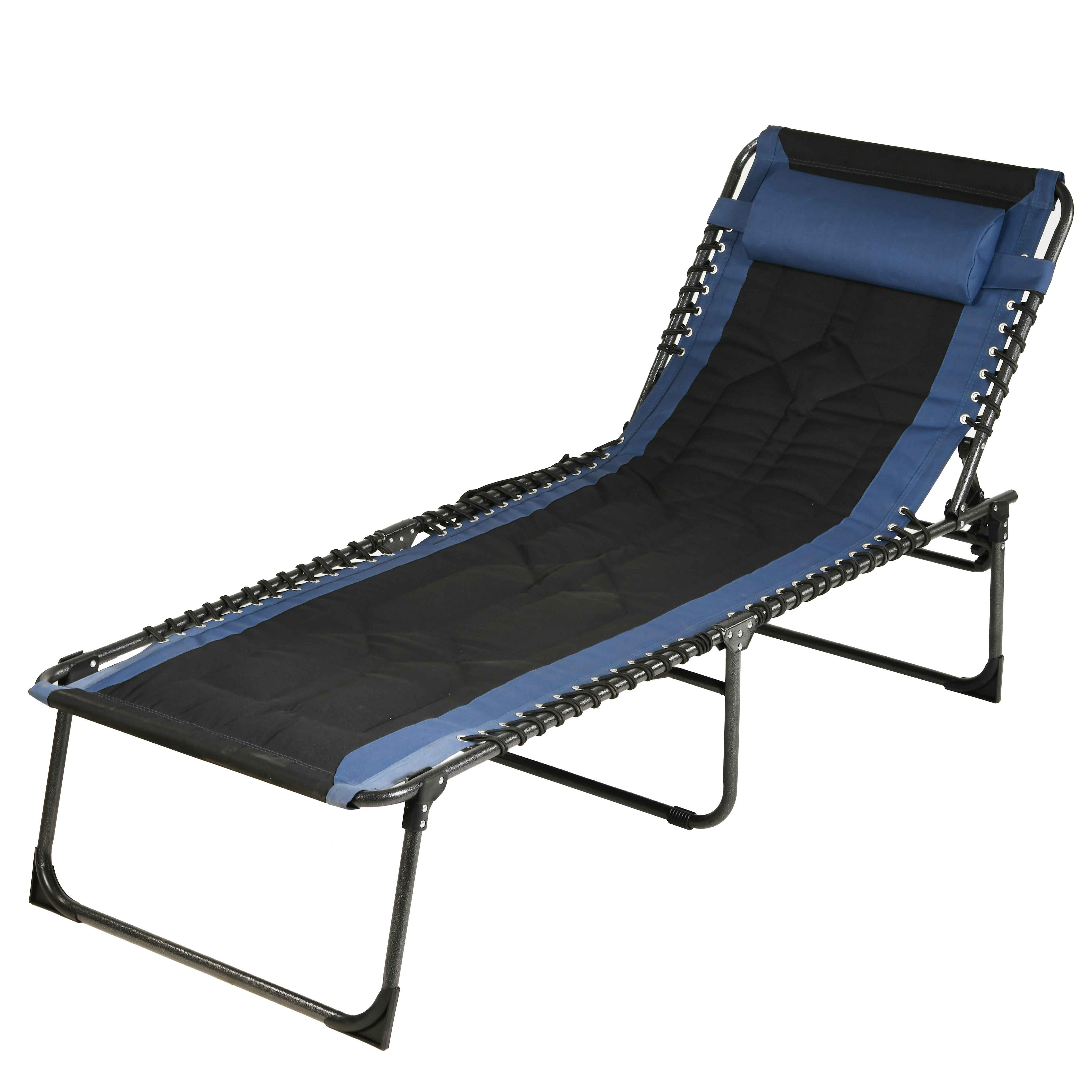 Oversized Padded Adjustable 4-Position Folding Chaise Lounge Chair for Outdoor Patio Beach Lawn Pool Sunbathing Tanning