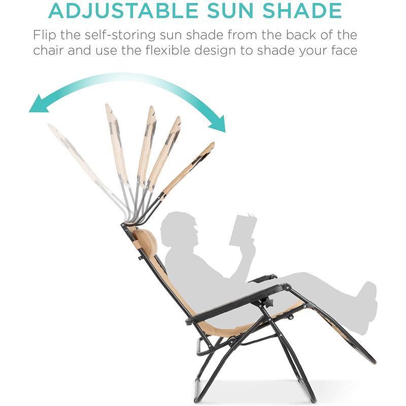 New Arrivals Folding Camp Chair With Shade Zero Gravity Chair Folding