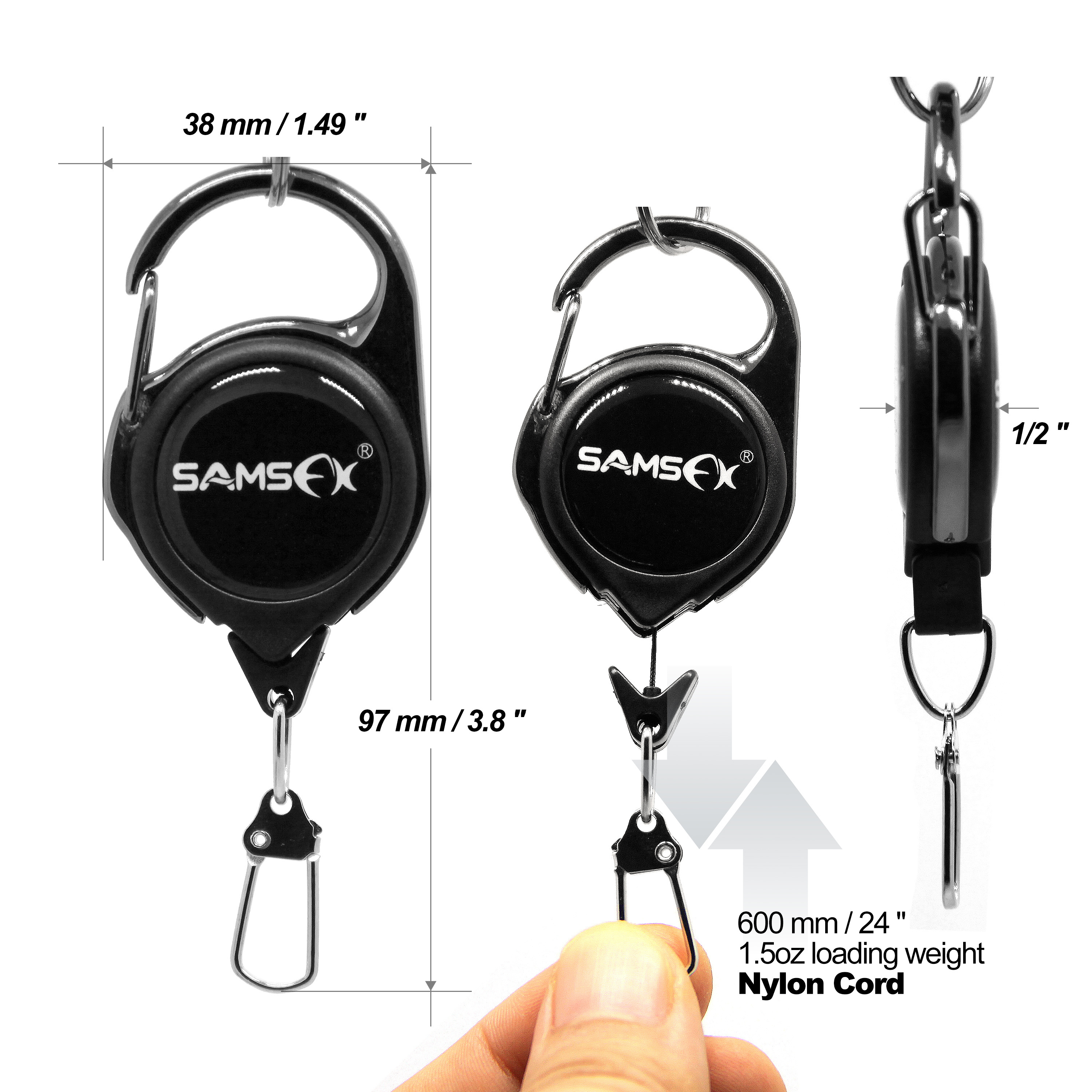 SAMSFX Fly Fishing Zinger Retractor Extractor Keeper Key Retractable Reel Badge Holder Tool Tether 3 PCS in Pack