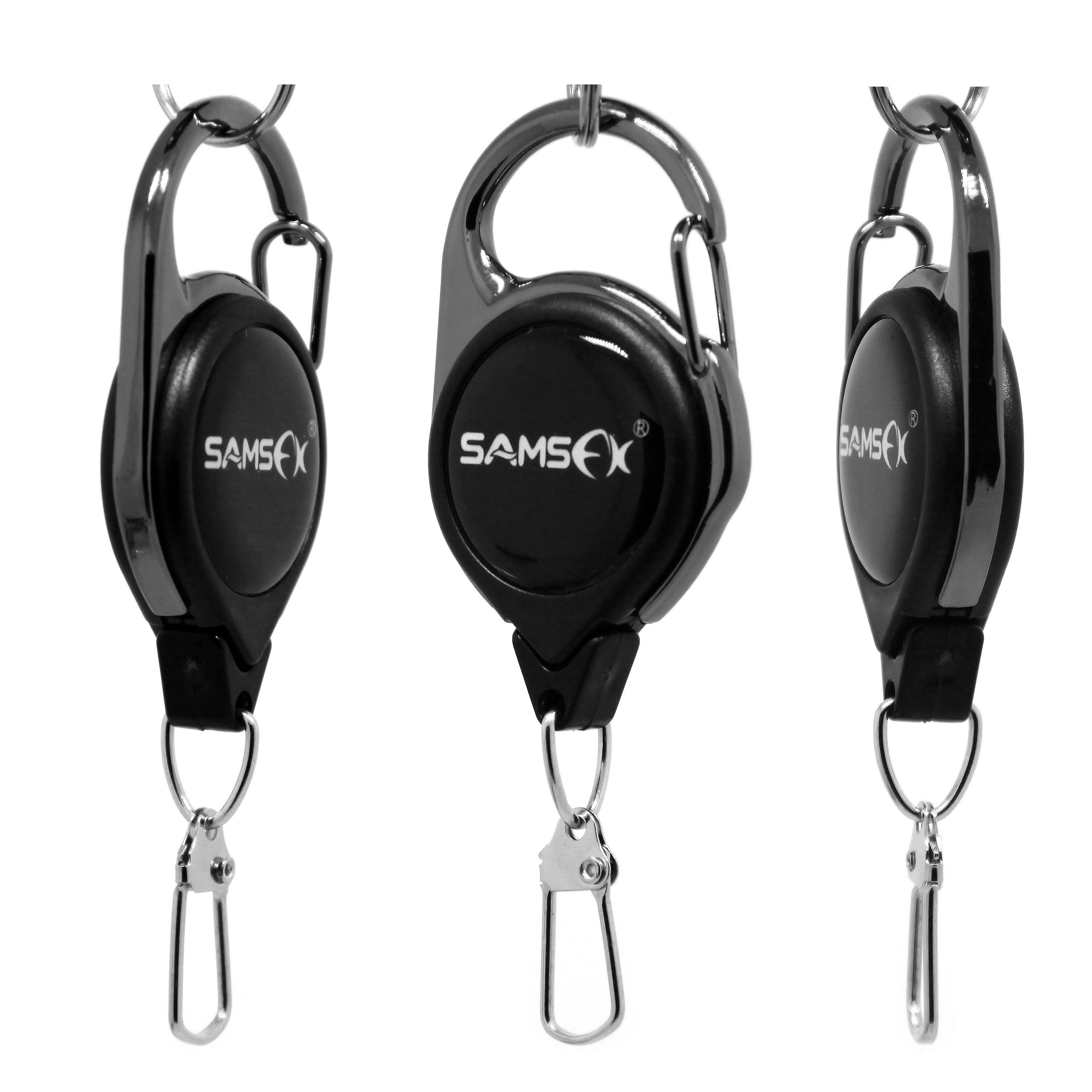 SAMSFX Fly Fishing Zinger Retractor Extractor Keeper Key Retractable Reel Badge Holder Tool Tether 3 PCS in Pack