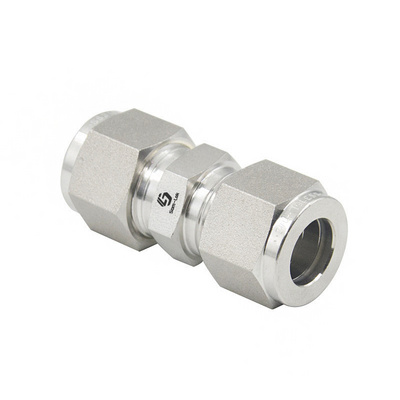 Swagelok type stainless steel ss 316 1/2" OD union connector double ferrule compression tube fitting