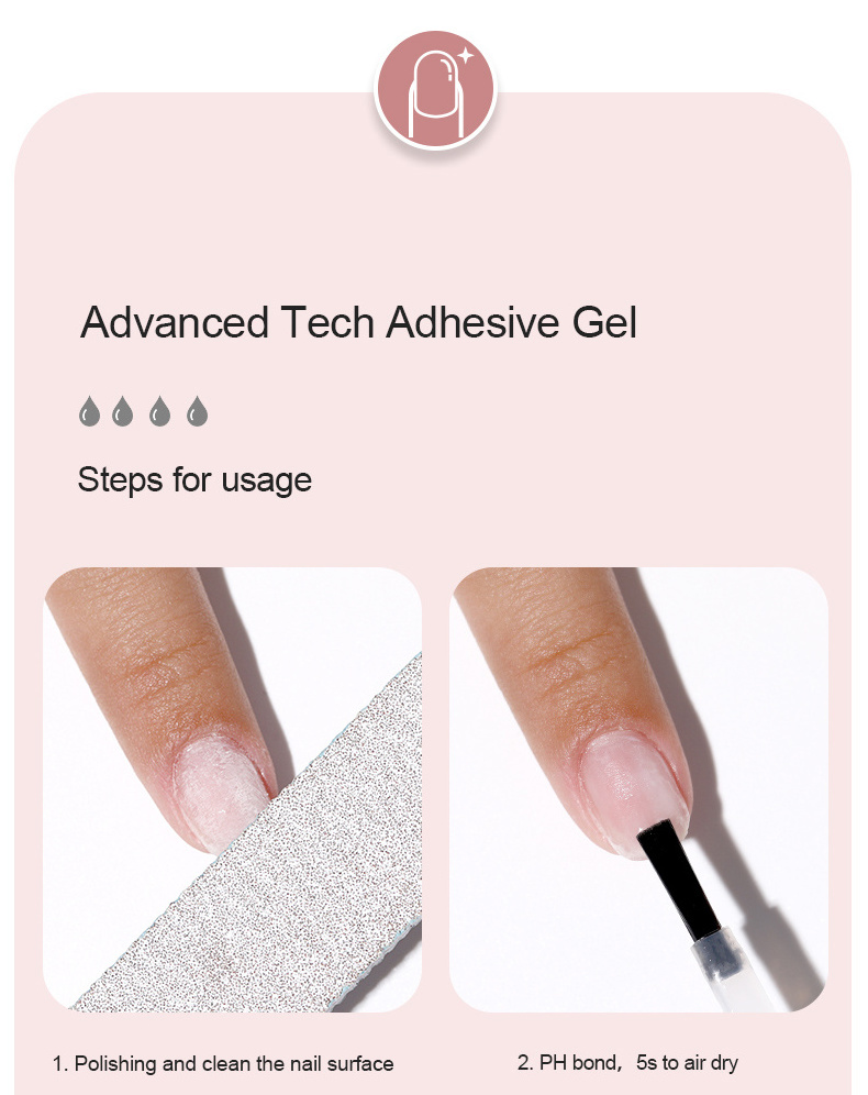 New upgrade advanced tech adhesive gel uv led nail tip glue gel strong nail glue for nail tips