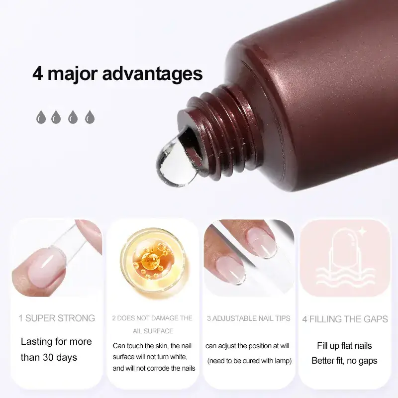 New upgrade advanced tech adhesive gel uv led nail tip glue gel strong nail glue for nail tips