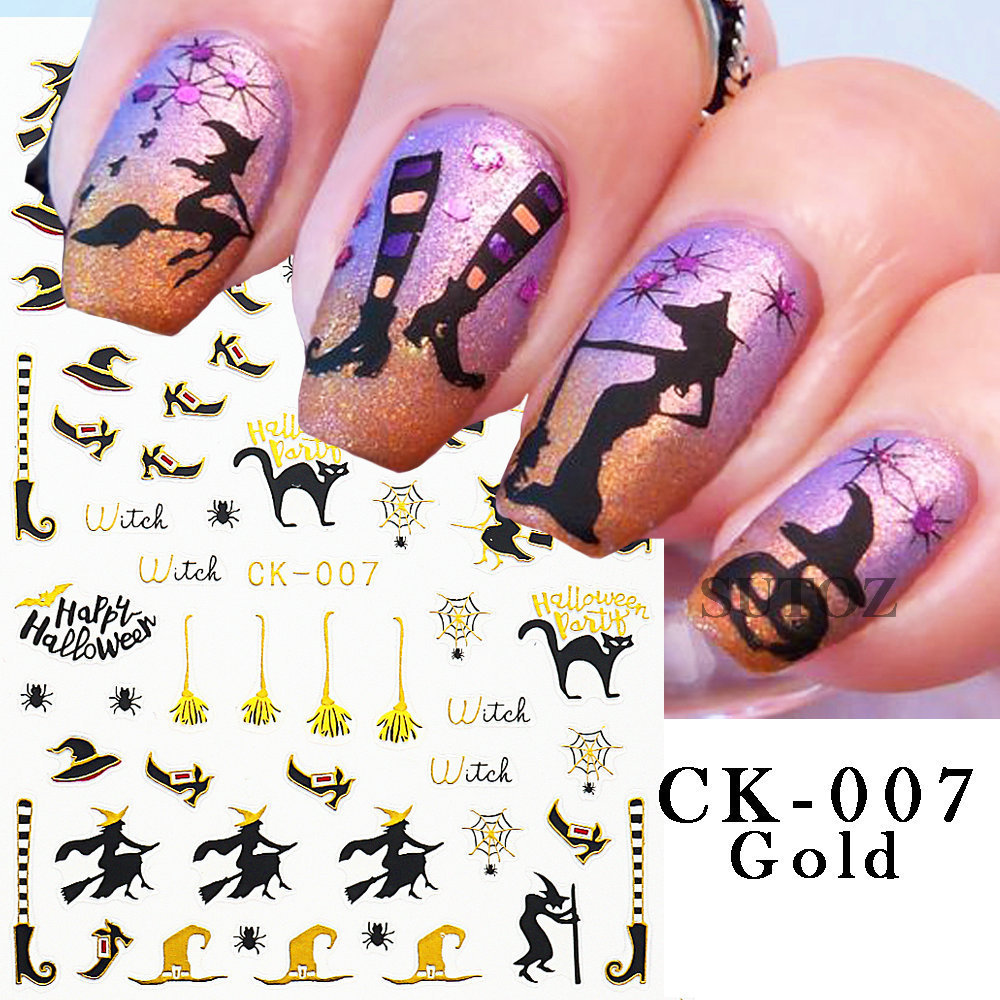 Newest Halloween Nail Art Stickers 2023 Spider Bat Ghost Nail Decals Kids DIY Skull Pumpkin Cartoon Nail Stickers Halloween