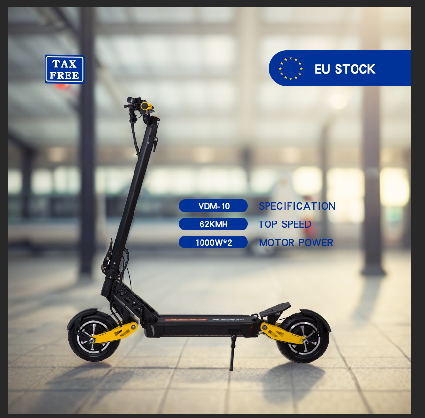 EU Warehouse 52V 23Ah Yellow Color 70km Long Range Adult Two Wheel 2000W Foldable Electric Scooter