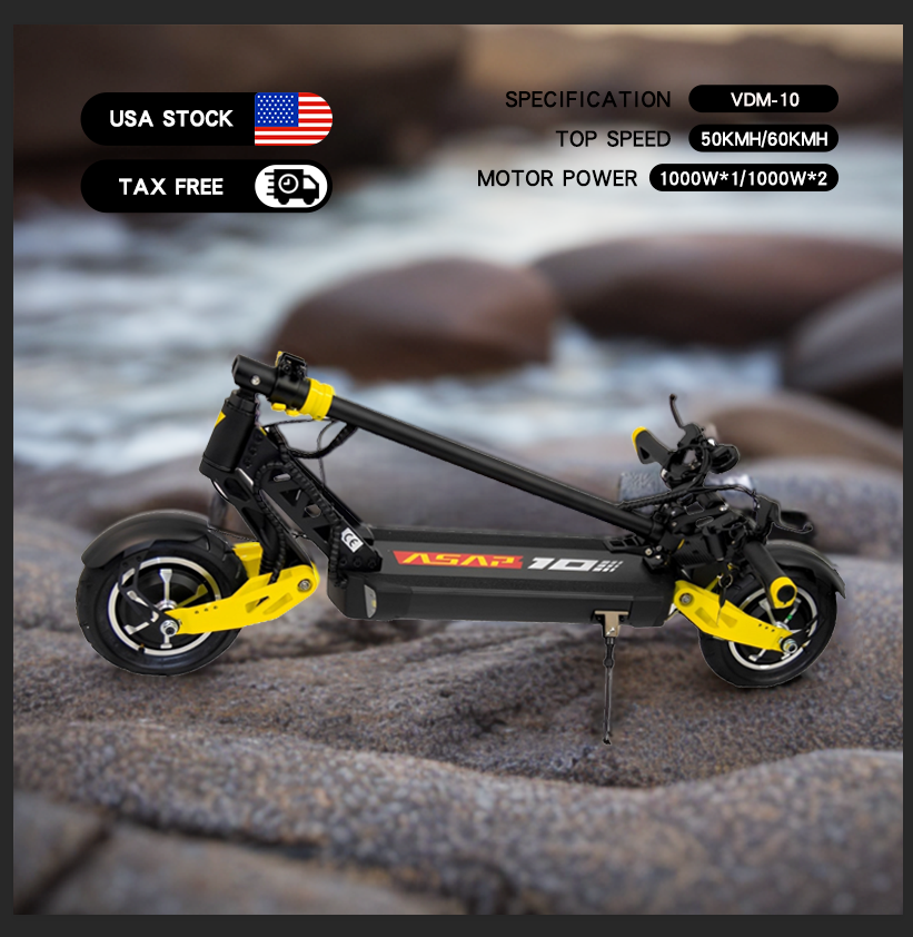 2023 New Design Color 52V 18.2AH Battery VDM 10 Motor 2000W Mobility Kick Electric Scooter