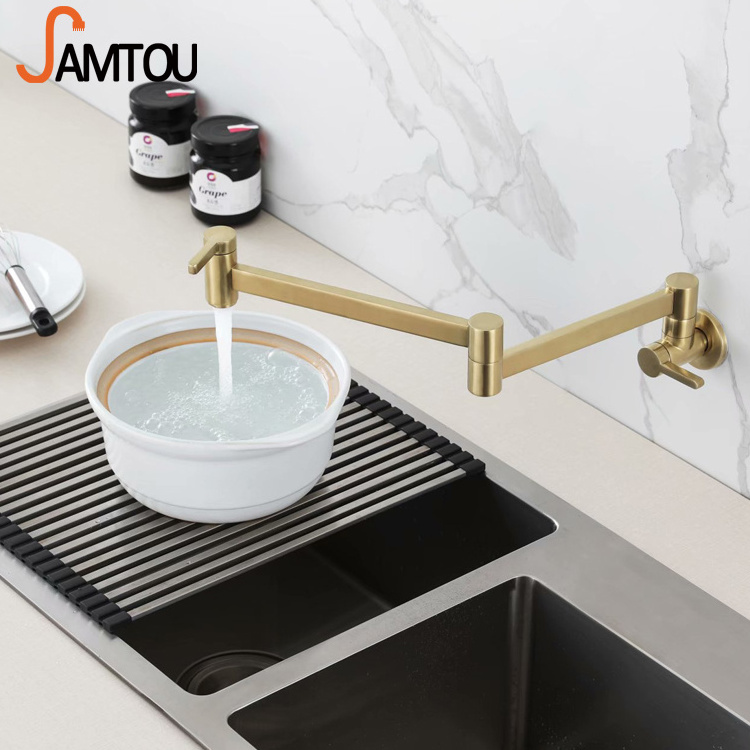 kitchen water tap dual handle faucet 360 double spring wall mounted kitchen faucet pot filler new style flexible kitchen tap fau