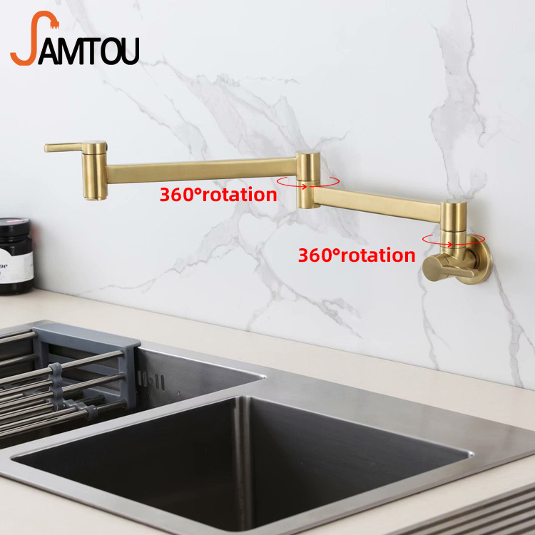 kitchen water tap dual handle faucet 360 double spring wall mounted kitchen faucet pot filler new style flexible kitchen tap fau