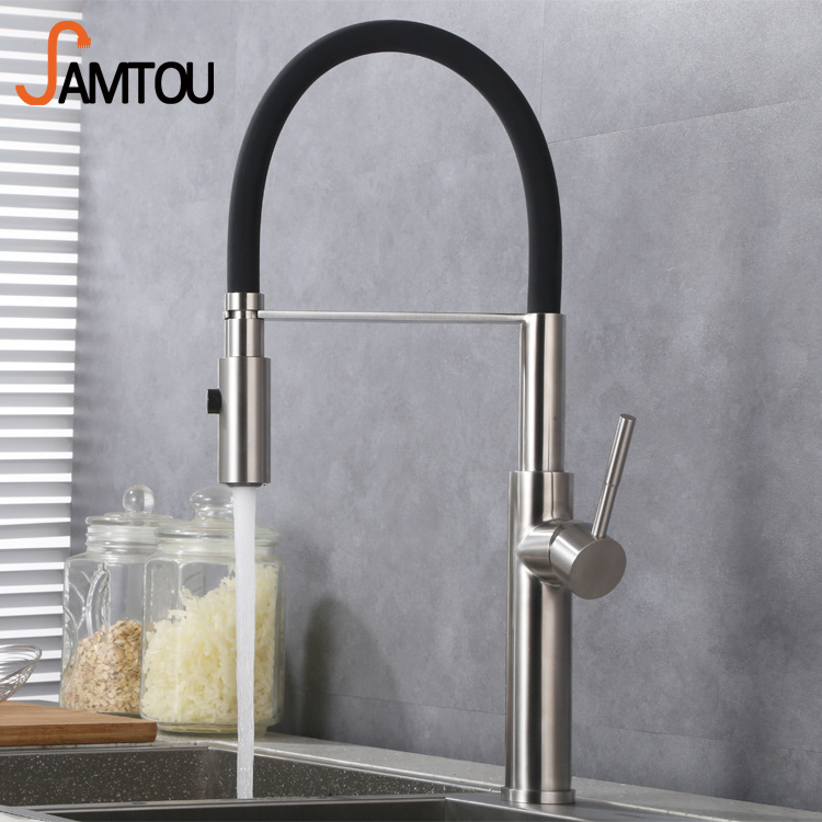 Silicon Spout Pull Down Kitchen Tap 360 Degree Rotatable Design Kitchen Faucet black commercial kitchen sink faucet pull out