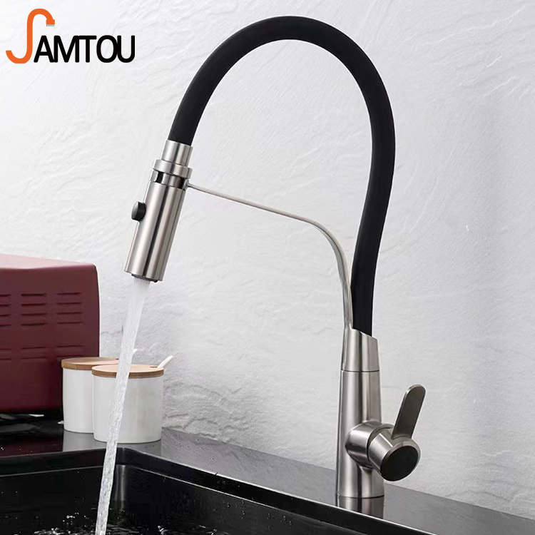 360degree rotatable kitchen faucet head extender single handle silicone spout steel kitchen faucet black pull-out kitchen faucet