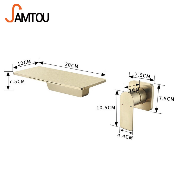 SAMTOU brass wall bathroom faucet,black basin faucet waterfall bathroom faucet,single handle brass bathroom basin faucet