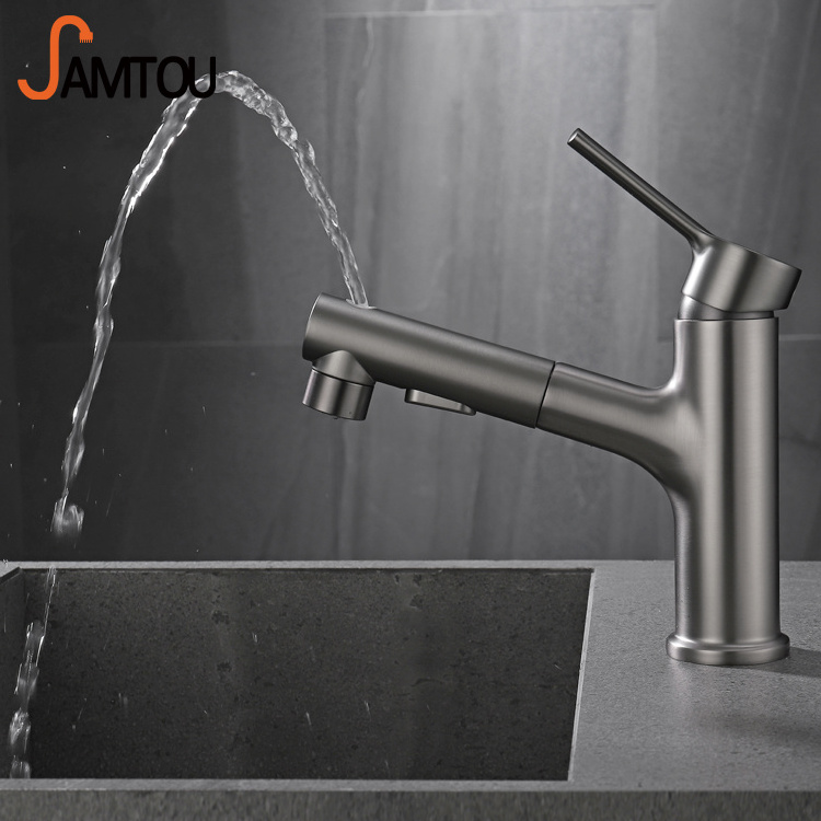 brass single hole put out basin faucets gun gray pull out faucet bathroom sink brushed bathroom faucet with pull down sprayer