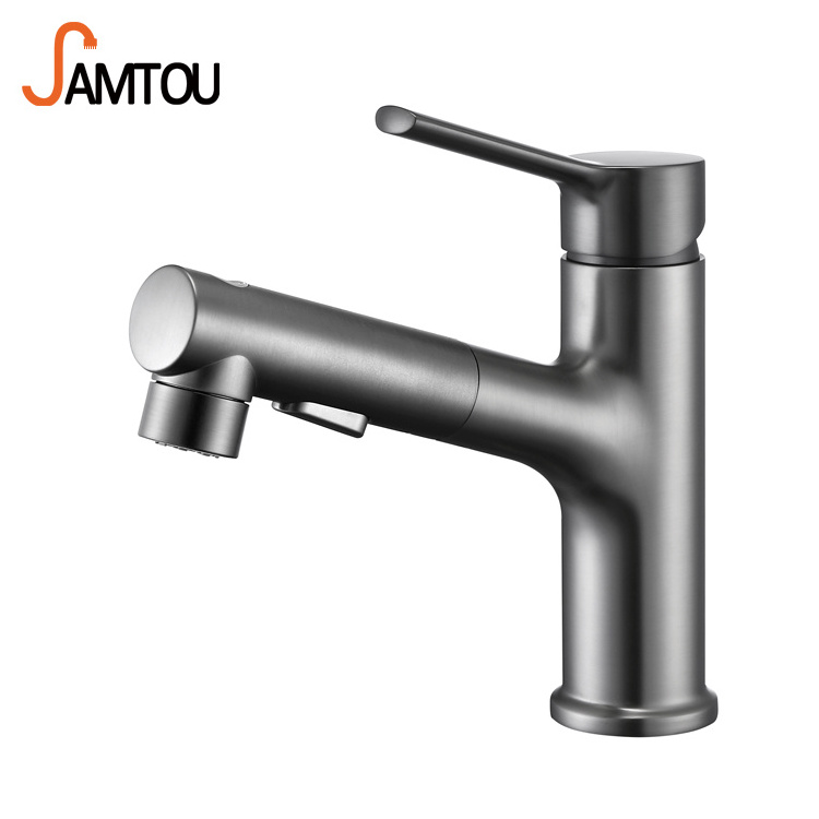 brass single hole put out basin faucets gun gray pull out faucet bathroom sink brushed bathroom faucet with pull down sprayer