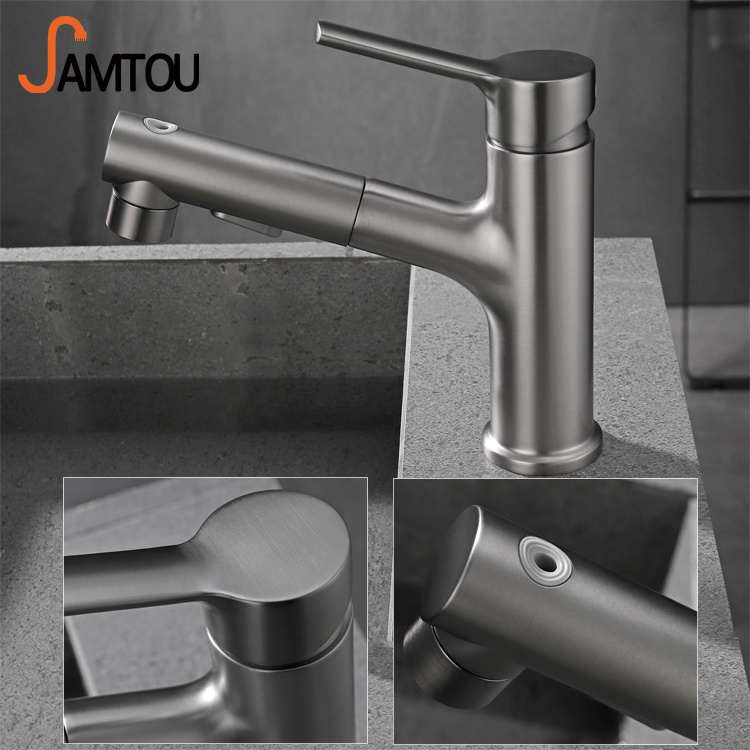 brass single hole put out basin faucets gun gray pull out faucet bathroom sink brushed bathroom faucet with pull down sprayer