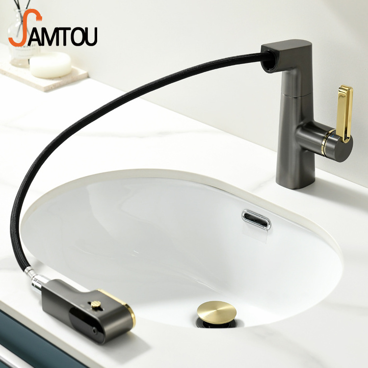 pullwash basin solid faucet sink tempered glass basin bathroom smart thermostat electronic basin faucet digital with temperature