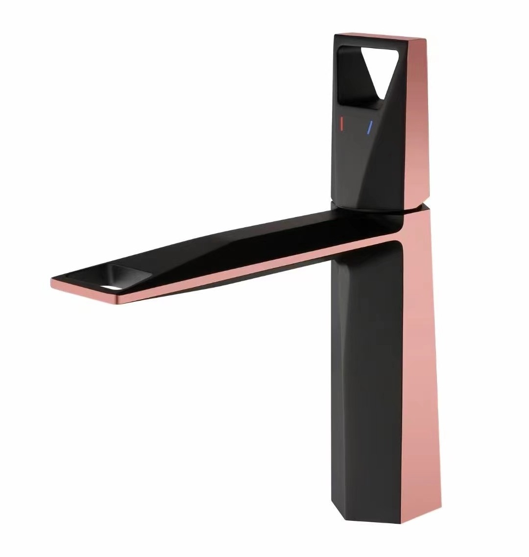 SAMTOU basin faucets rose gold brass faucet square bathroom, tuqiu bathroom faucet brass basin faucet, red rose gold white bath