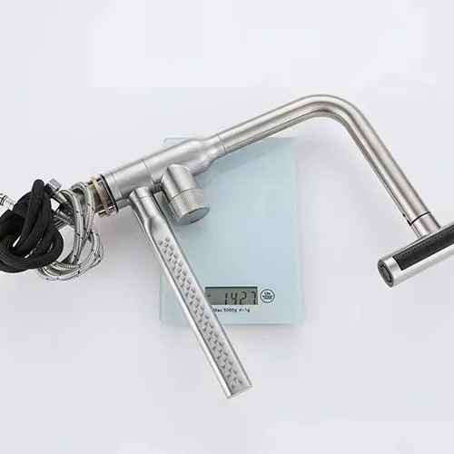 Samtou Brushed Stainless Steel flying Kitchen Faucet with Special Pullout Sprayer Single Handle waterfall kitchen faucet