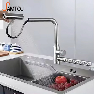 Samtou Brushed Stainless Steel flying Kitchen Faucet with Special Pullout Sprayer Single Handle waterfall kitchen faucet