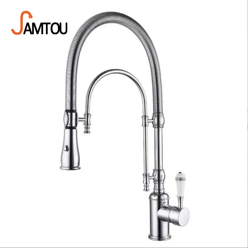 SAMTOU antique brass kitchen faucets pull out spray kitchen faucet brushed nickle pull out folding kitchen faucet tap with spray