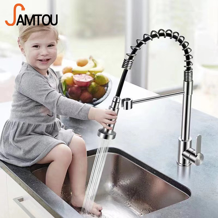 SAMTOU kitchen mixer taps faucet pull down spring kitchen faucet 3 pull out smart kitchen faucet put out stainless steel