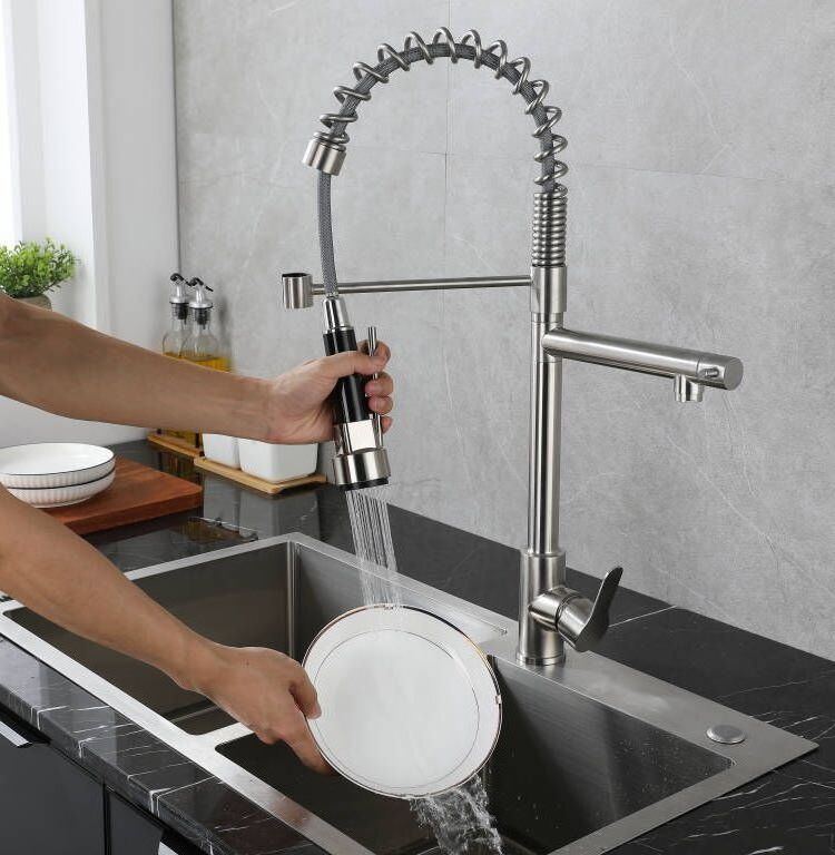 4 way kitchen faucet,ready to ship kitchen faucet sink mixer faucet spring kitchen smart,polished nickel kitchen faucet