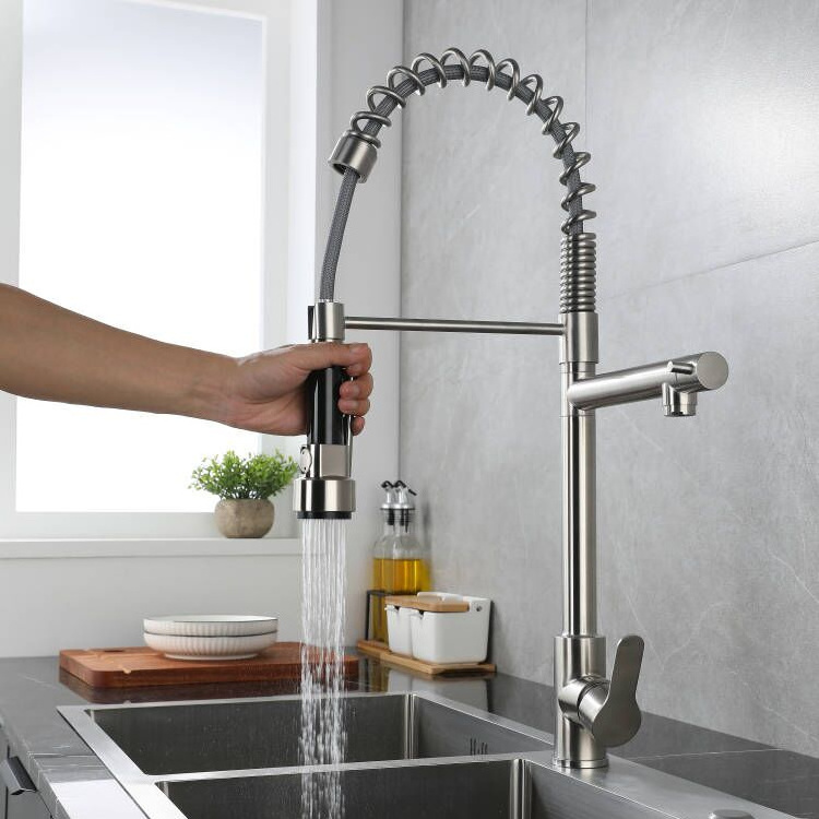 4 way kitchen faucet,ready to ship kitchen faucet sink mixer faucet spring kitchen smart,polished nickel kitchen faucet