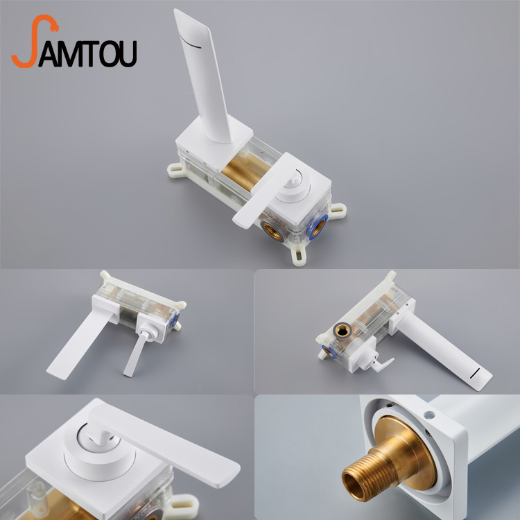 matt white faucet white modern bathroom faucet hot cold basin faucet waterfall white single handle knurled wall tap