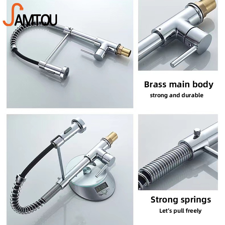 SAMTOU kitchen mixer taps faucet pull down spring kitchen faucet 3 pull out smart kitchen faucet put out stainless steel